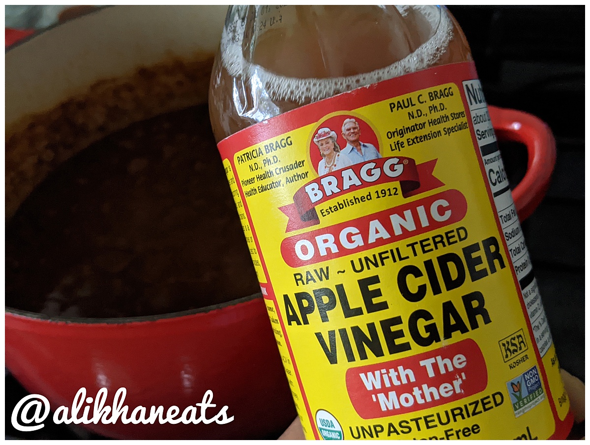 Texas Chili recipe adding apple cider vinegar