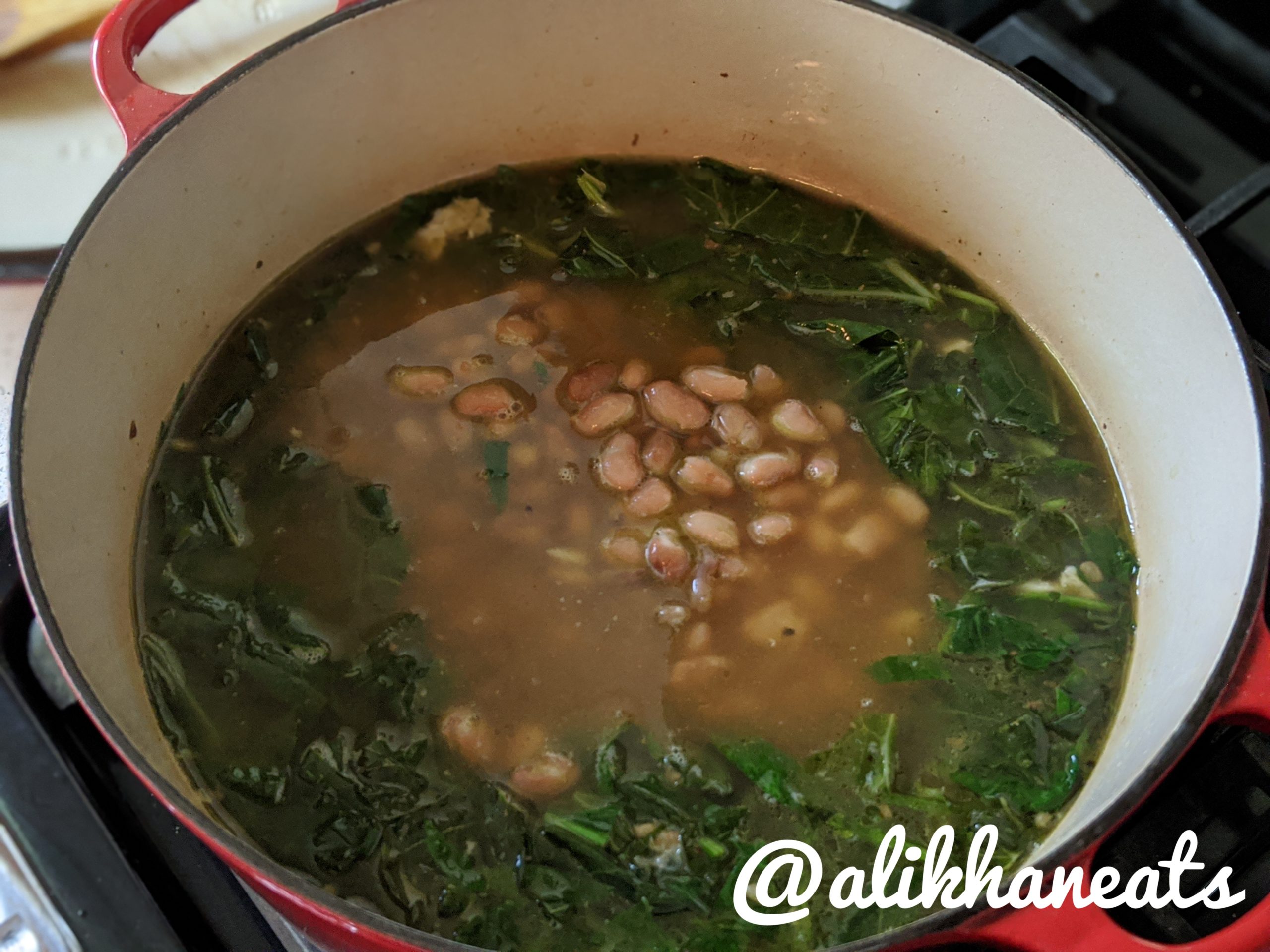 leftover roast chicken soup adding pinto beans