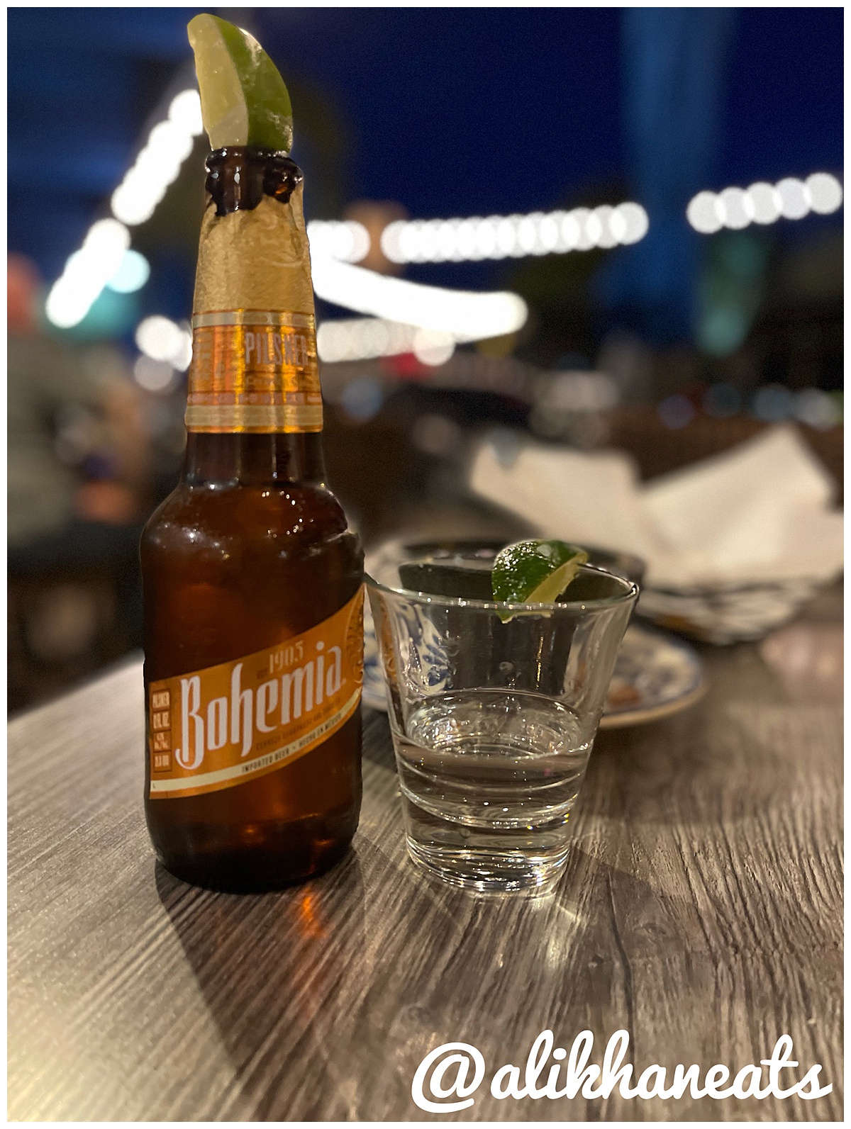 Barrio Queen beer and a shot