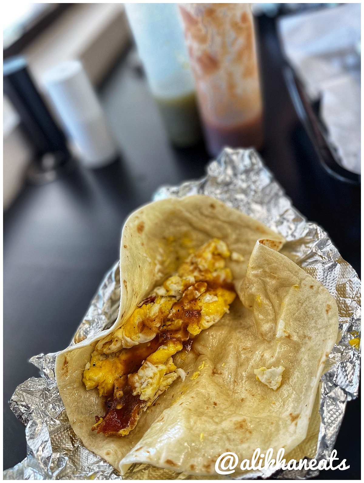Bacon egg and cheese taco